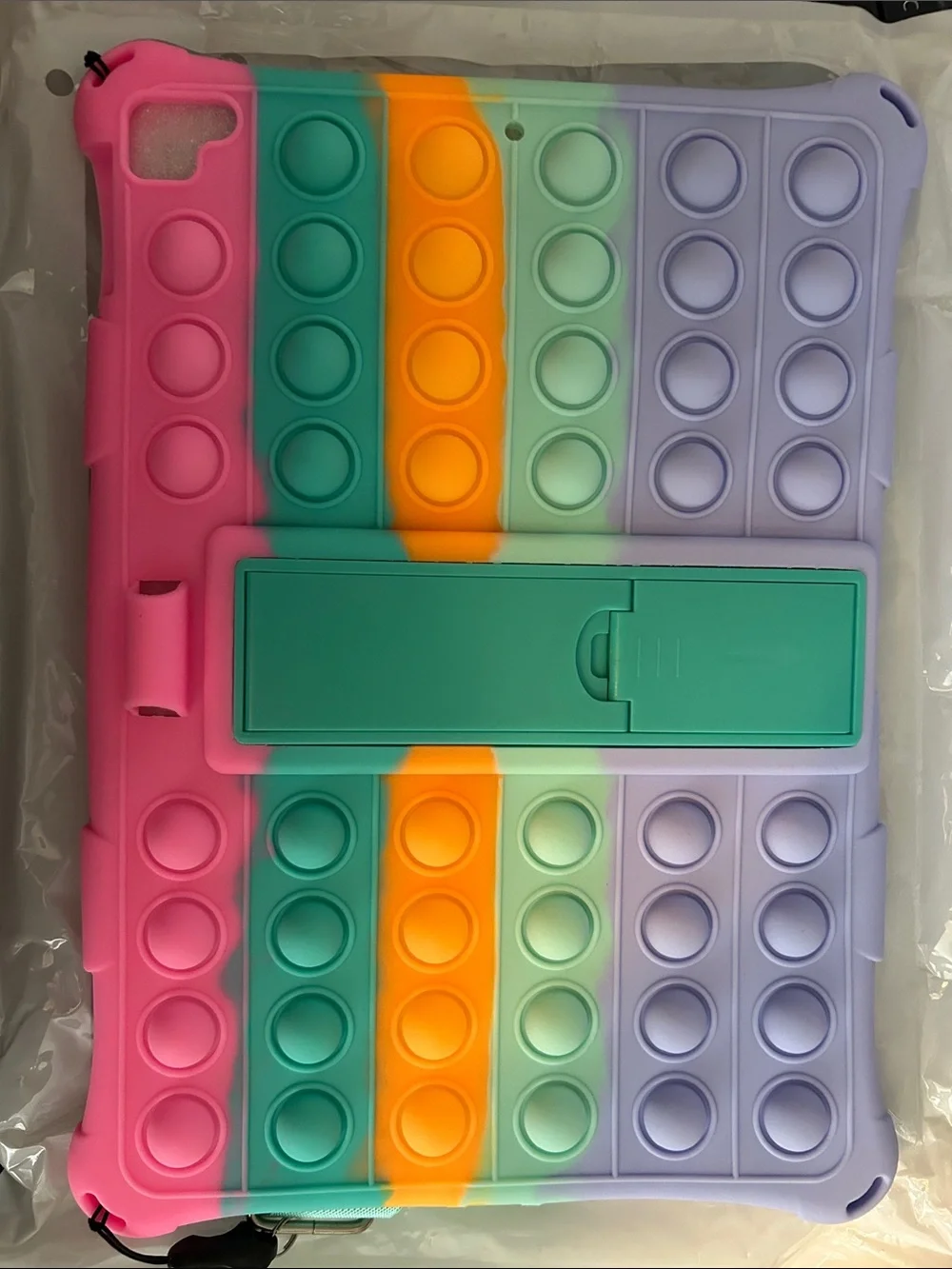 IPad 10 generation Color block POP IT Case with Mint Strap